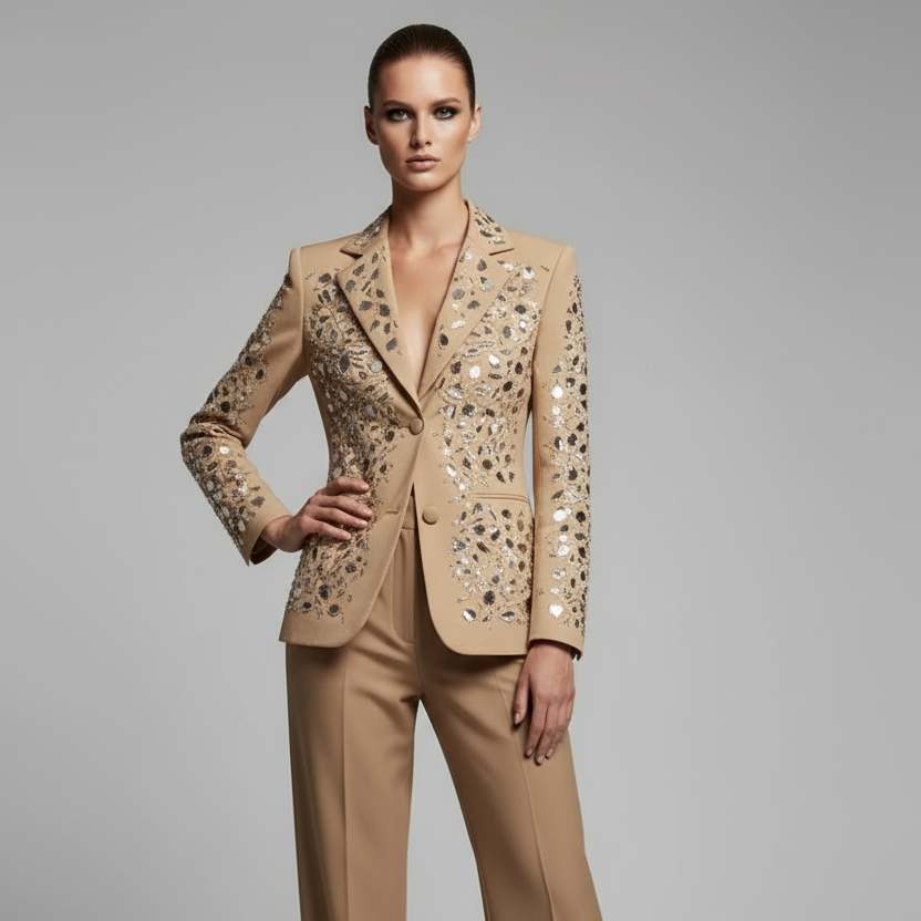 Broken Ice | Mirror Embellished Blazer