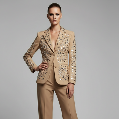 Broken Ice | Mirror Embellished Blazer