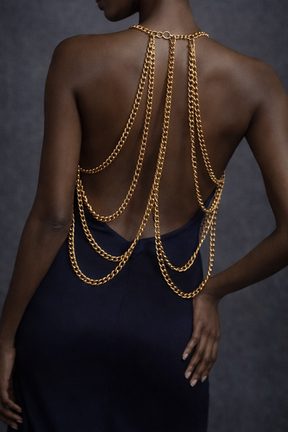 Lichaamssieraad Gelaagde Ketting Top met Drape Design (Goud of Zilver)