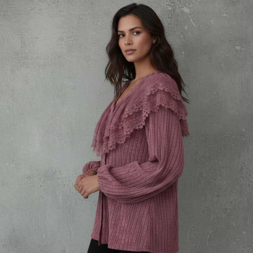 Lace Blouse met Ruffle Details van Kant