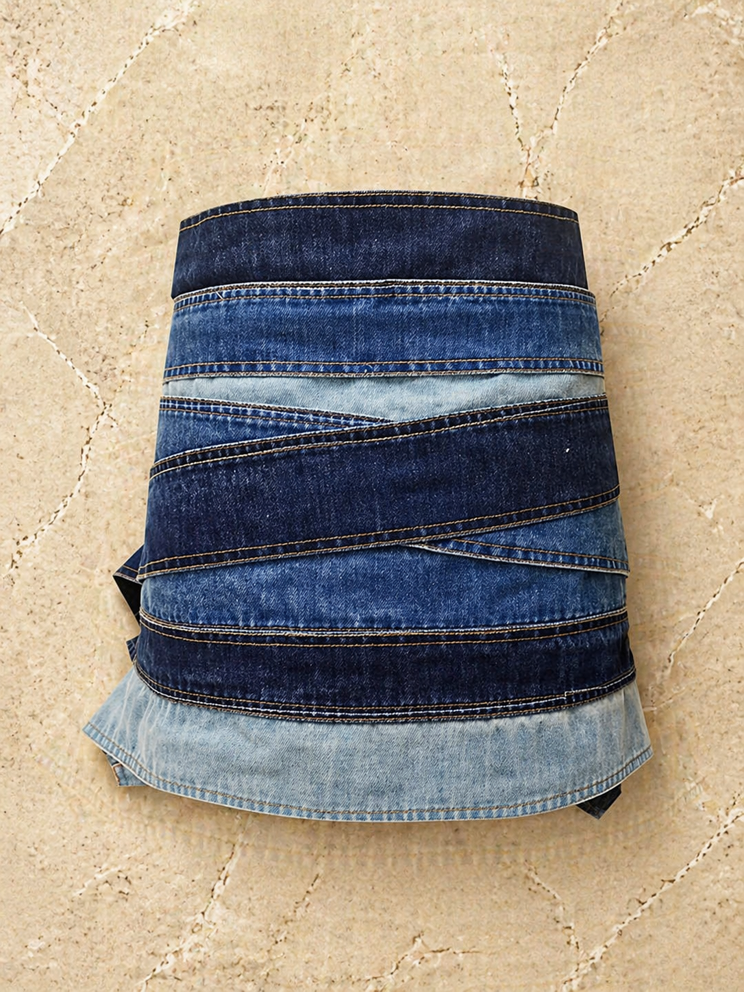 Denim Patchwork Riem met Studs