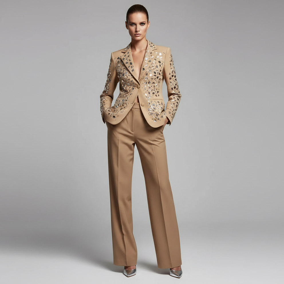 Broken Ice | Mirror Embellished Blazer