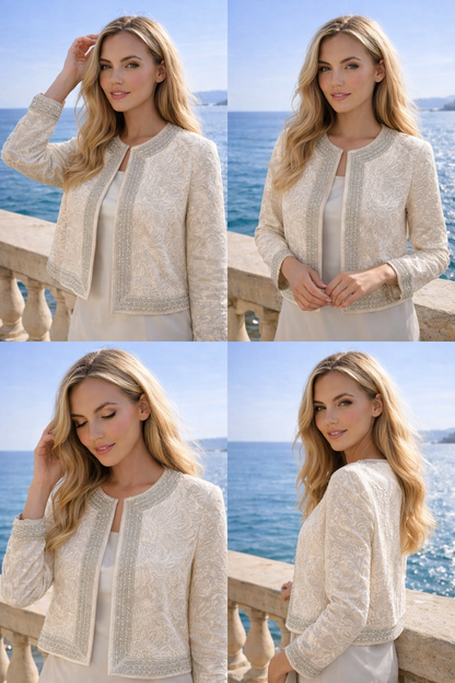 Jacquard Jasje met Staafjeskralen Champagne