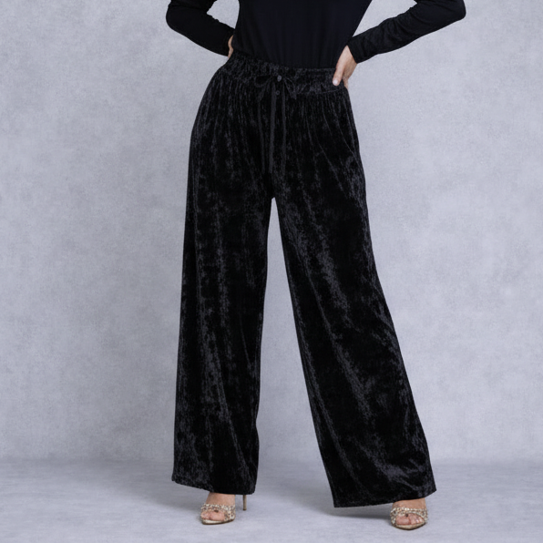 Velvet Wide Leg Broek Dames High Waist Velours Pantalon
