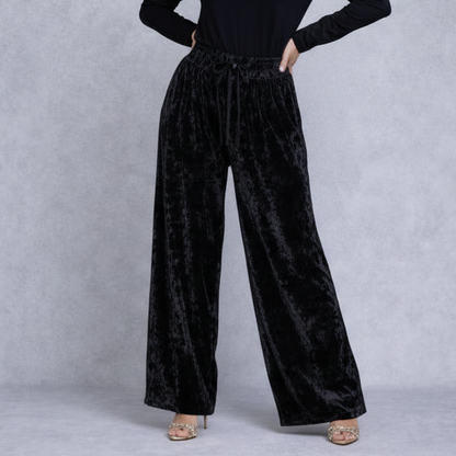 Velvet Wide Leg Broek Dames High Waist Velours Pantalon