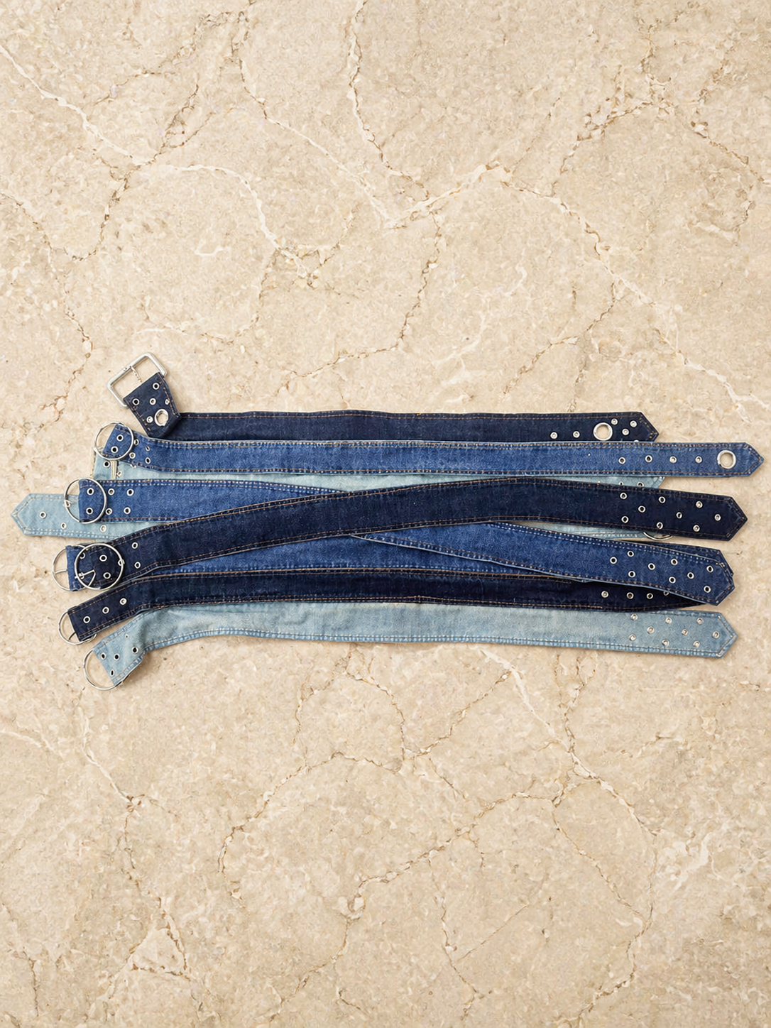Denim Patchwork Riem met Studs