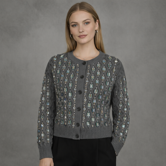 Winterlight Kabelgebreid Vest met Kralenborduursel