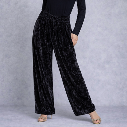 Velvet Wide Leg Broek Dames High Waist Velours Pantalon