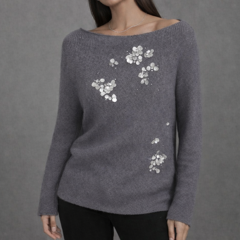 Premium Knit Co-ord Set met Florale Details en Knopen