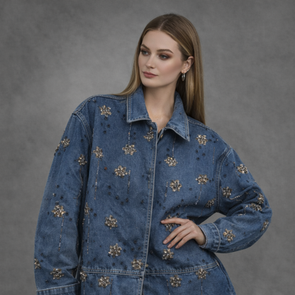 Denimjacket – Oversized Spijkerjas met Zwart-Bruine Aardetinten Details