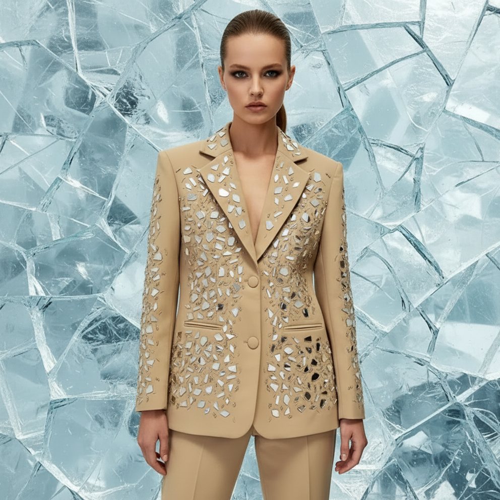 Broken Ice | Mirror Embellished Blazer