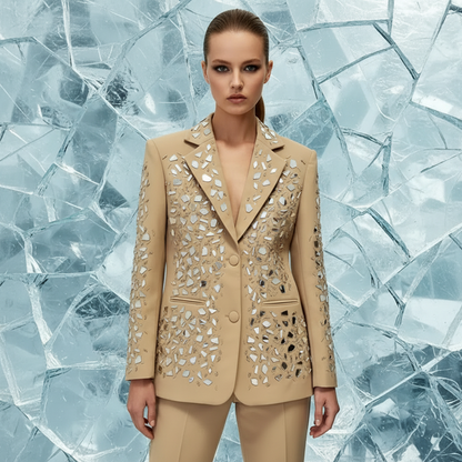 Broken Ice | Mirror Embellished Blazer