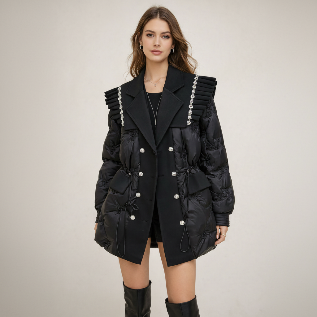 Puffer Gewatteerde Jas Double-Breasted